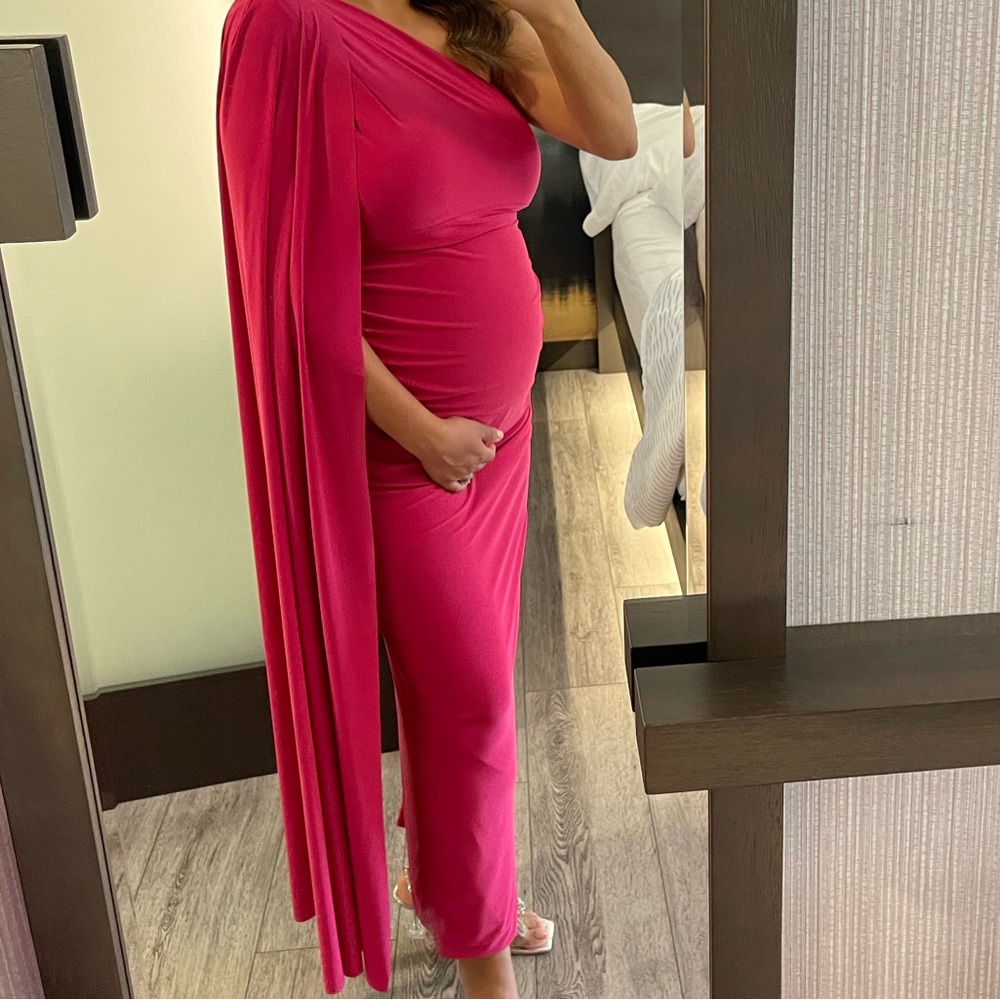 Maternity one shoulder Hot Pink Dress
